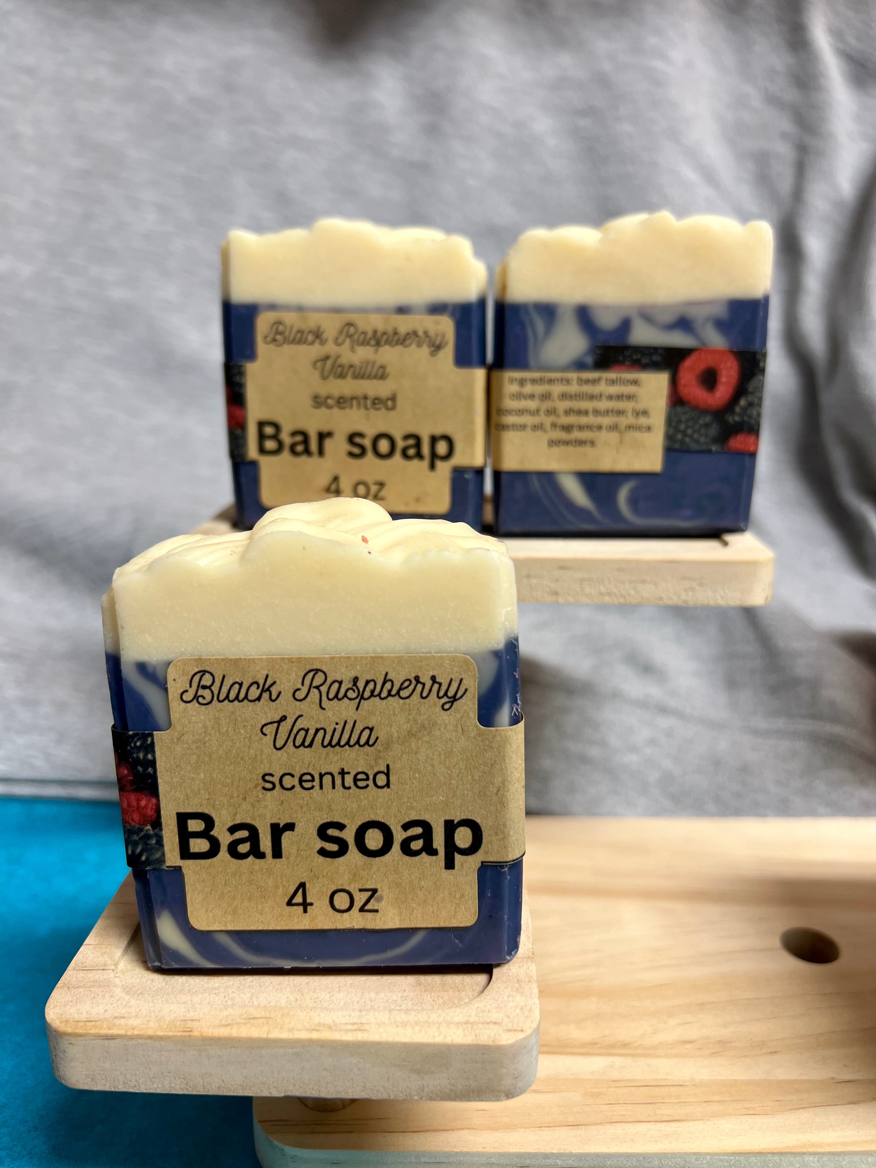 Black Raspberry Vanilla scented bar soap (4oz)