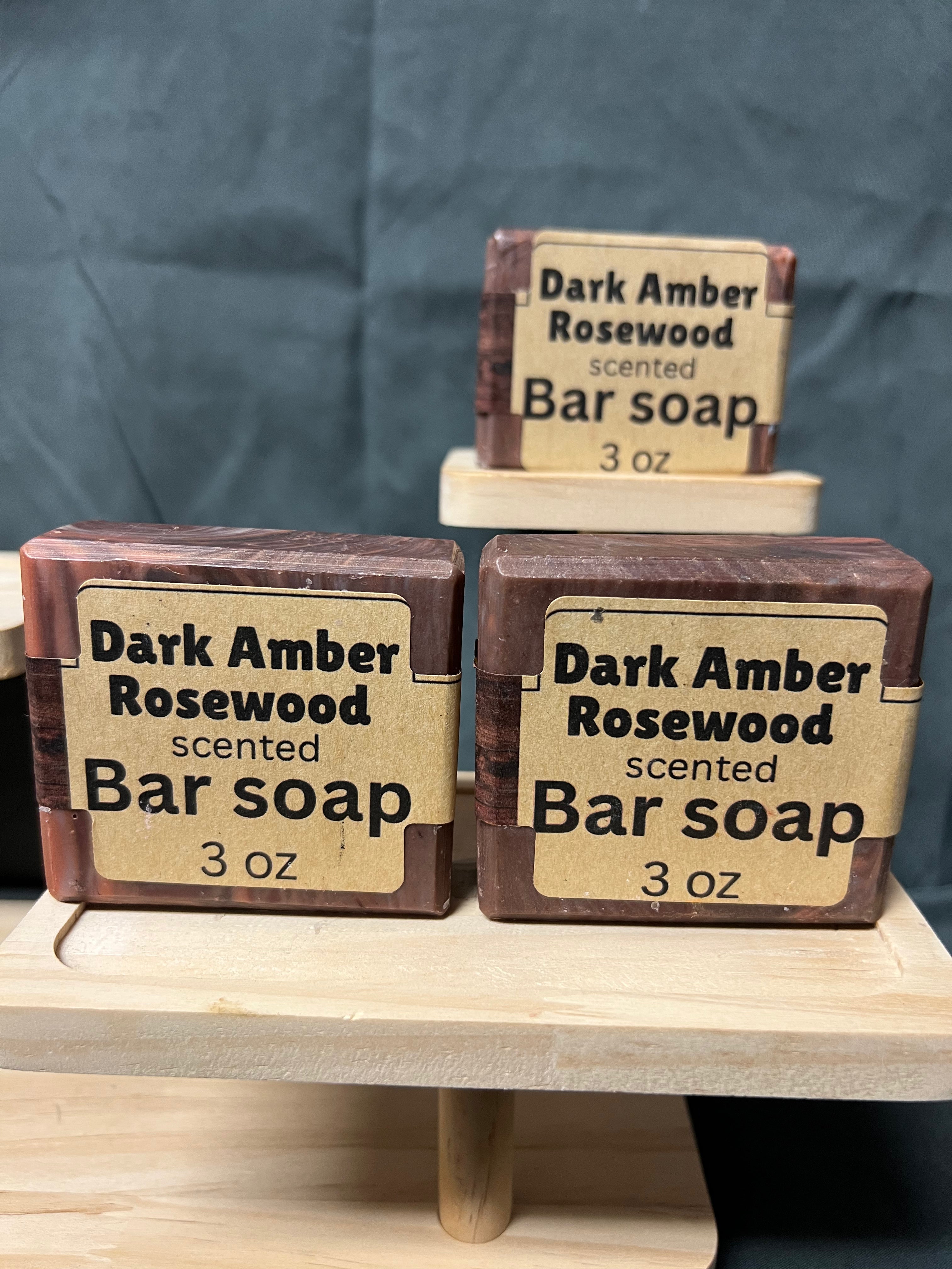 3oz Dark Amber Rosewood scented bar soap