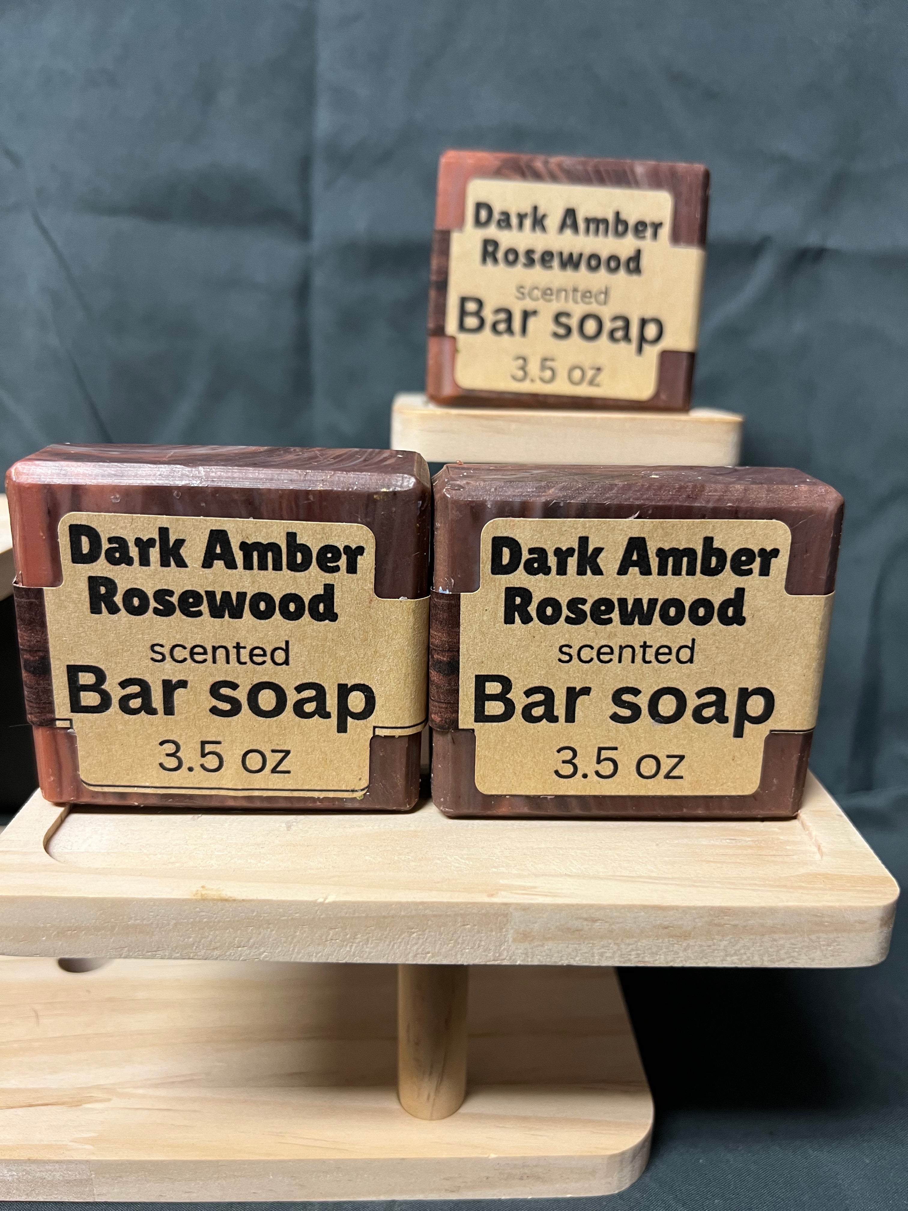 3.5oz Dark Amber Rosewood scented bar soap